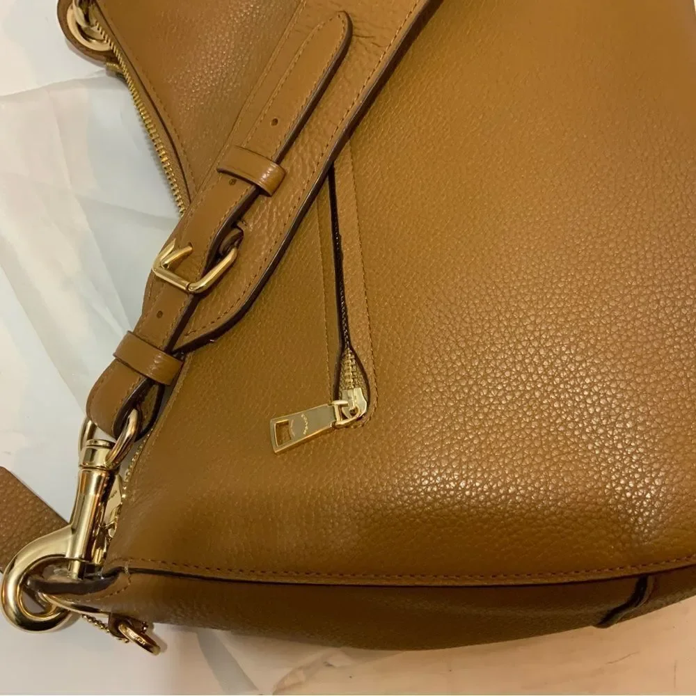 COACH F76695 JES HOBO brown Refined Pebble Leather Womens/Shoulder Handbag